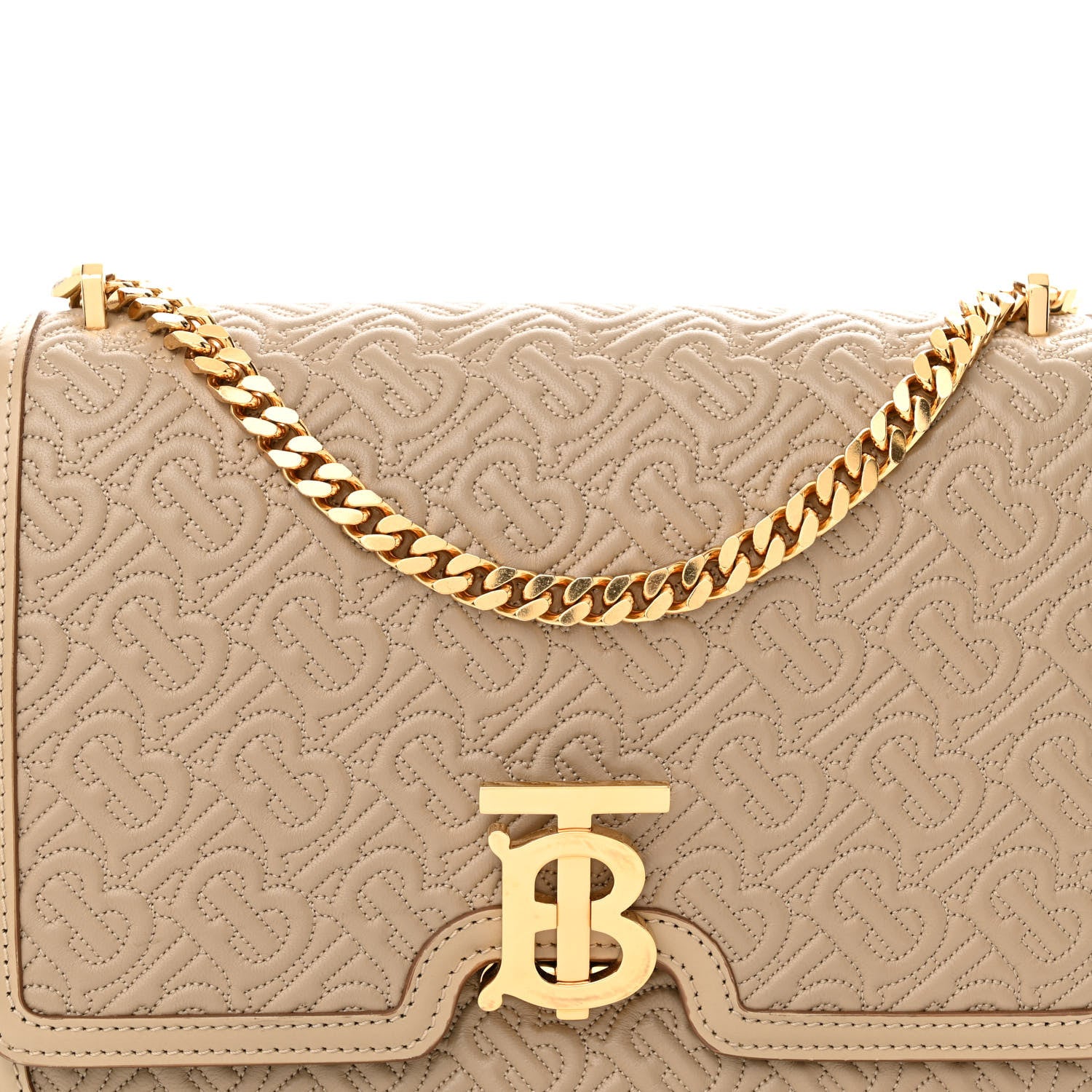Burberry Calfskin Monogram Embossed Medium TB Chain Bag Honey 7 of 12
