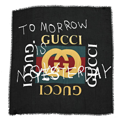 Gucci Modal Silk Coco Capitan Logo Square Scarf Black 1 of 4