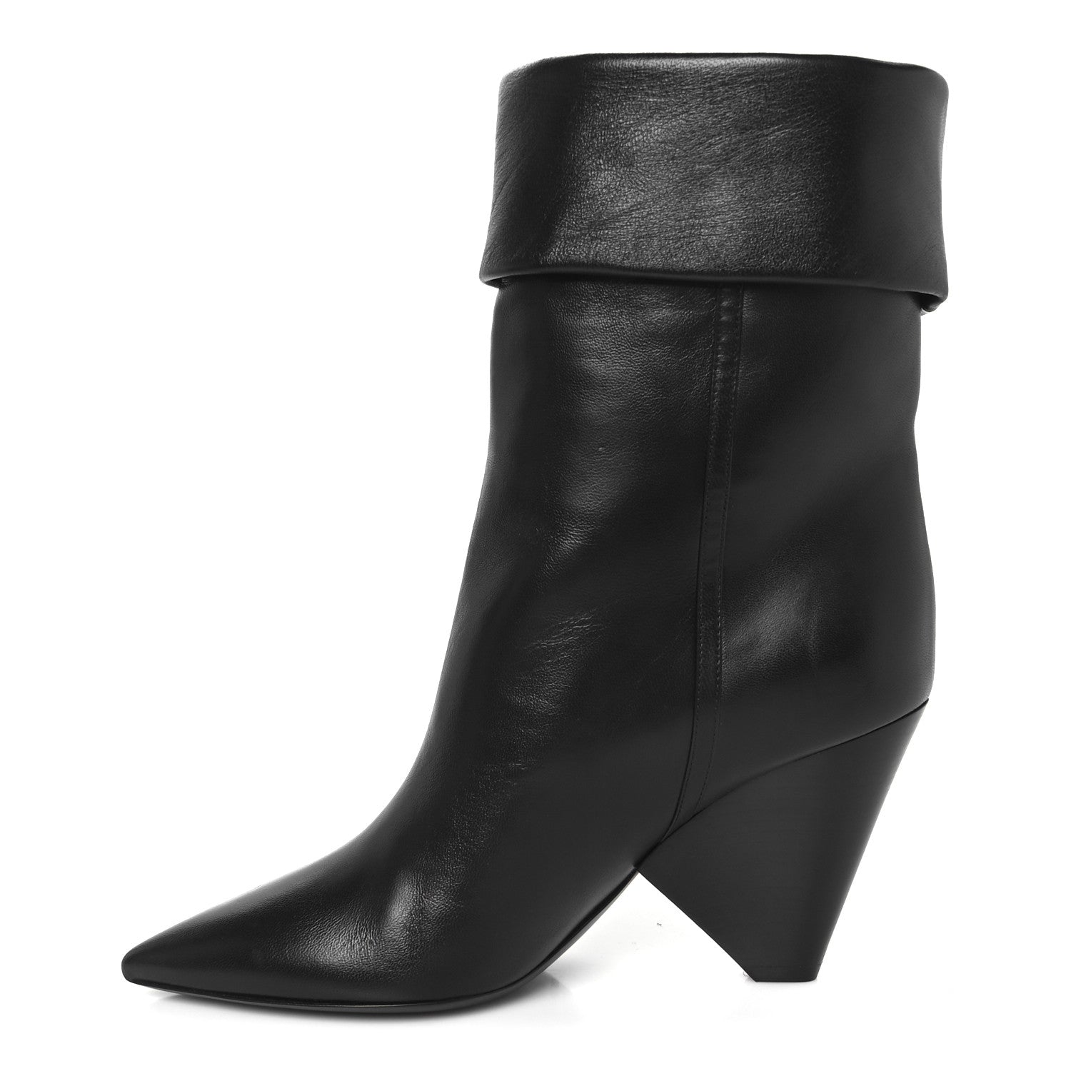 Saint Laurent Calfskin Niki 85 Wedge Booties 37.5 Black 1 of 10