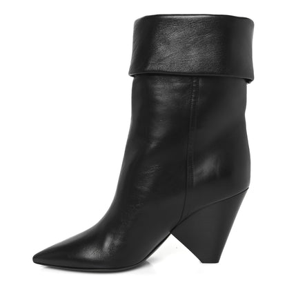 Saint Laurent Calfskin Niki 85 Wedge Booties 37.5 Black 1 of 10