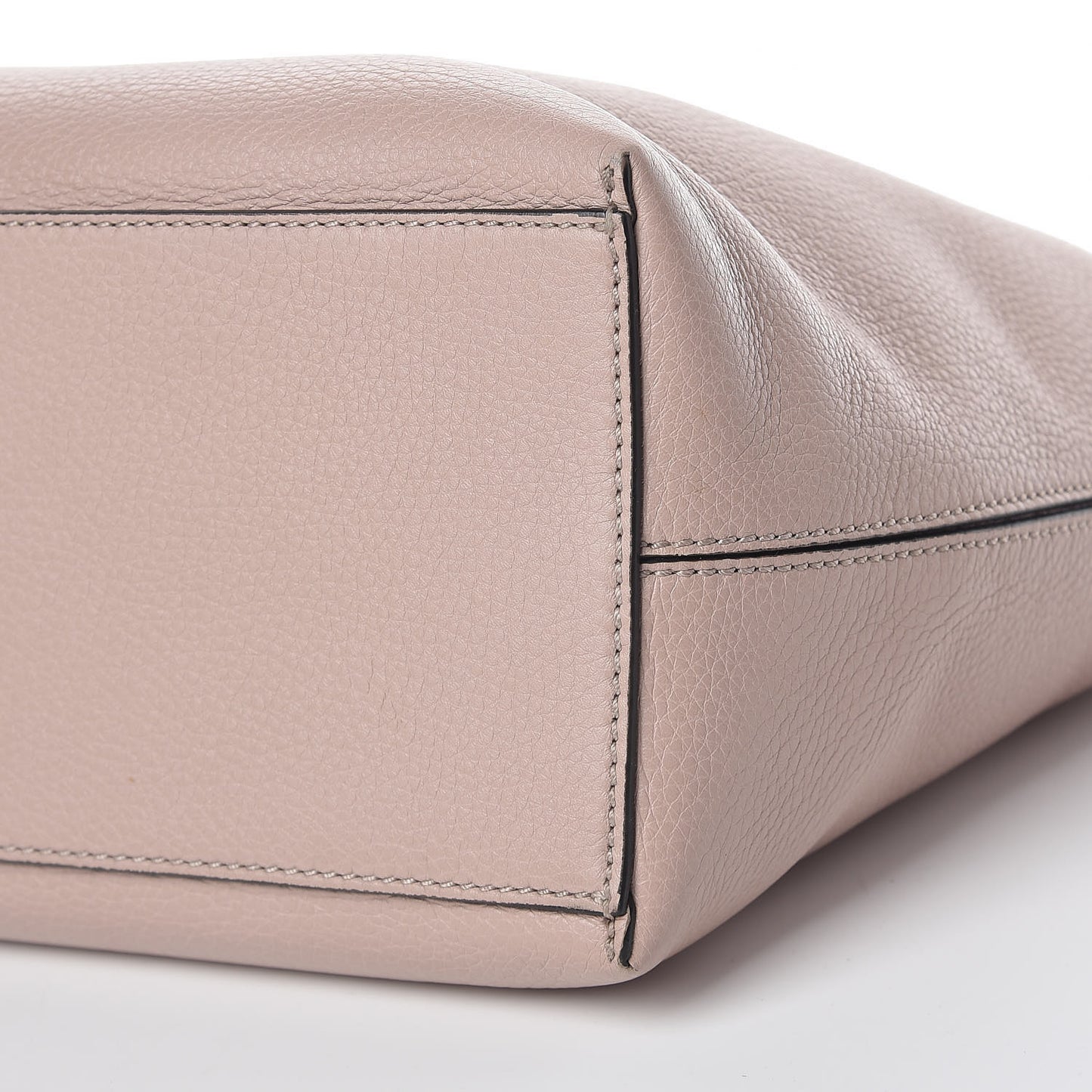 Grained Calfskin Rockstud Shoulder Tote Poudre
