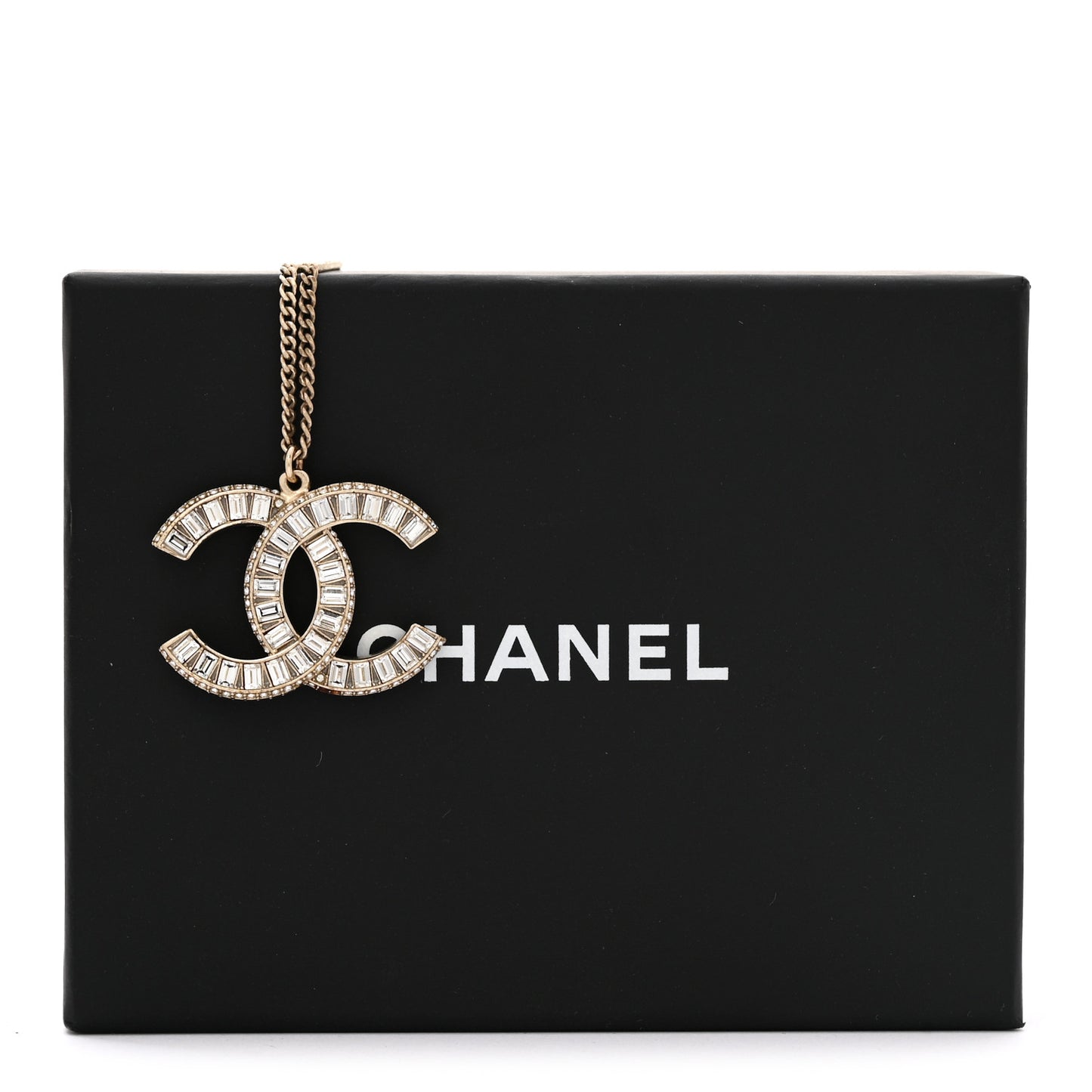 Baguette Crystal CC Necklace Gold