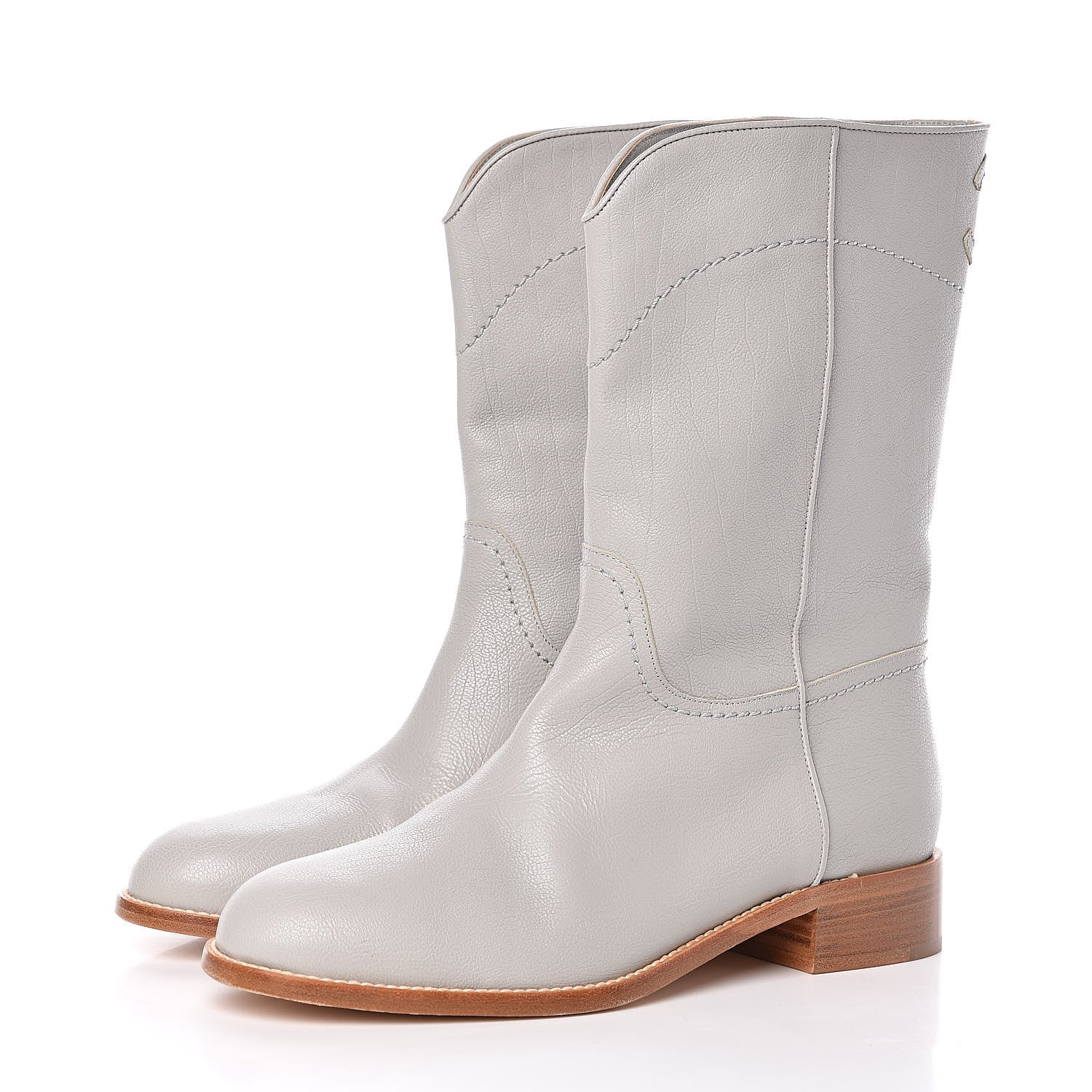 Chanel Calfskin Ascot CC Boots 41 Gray 3 of 11