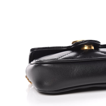 Gucci Calfskin Matelasse GG Marmont 2.0 Coin Purse On A Chain Black 7 of 9