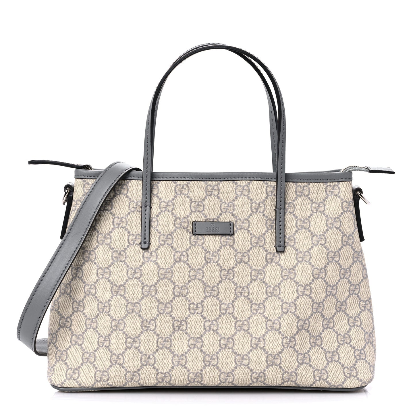 GG Supreme Monogram Small Zippered Tote Ecru Grigio