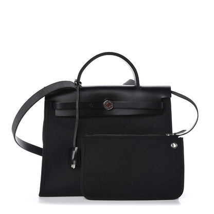 Hermes Military Toile Vache Hunter Herbag Zip PM 31 Black 1 of 10