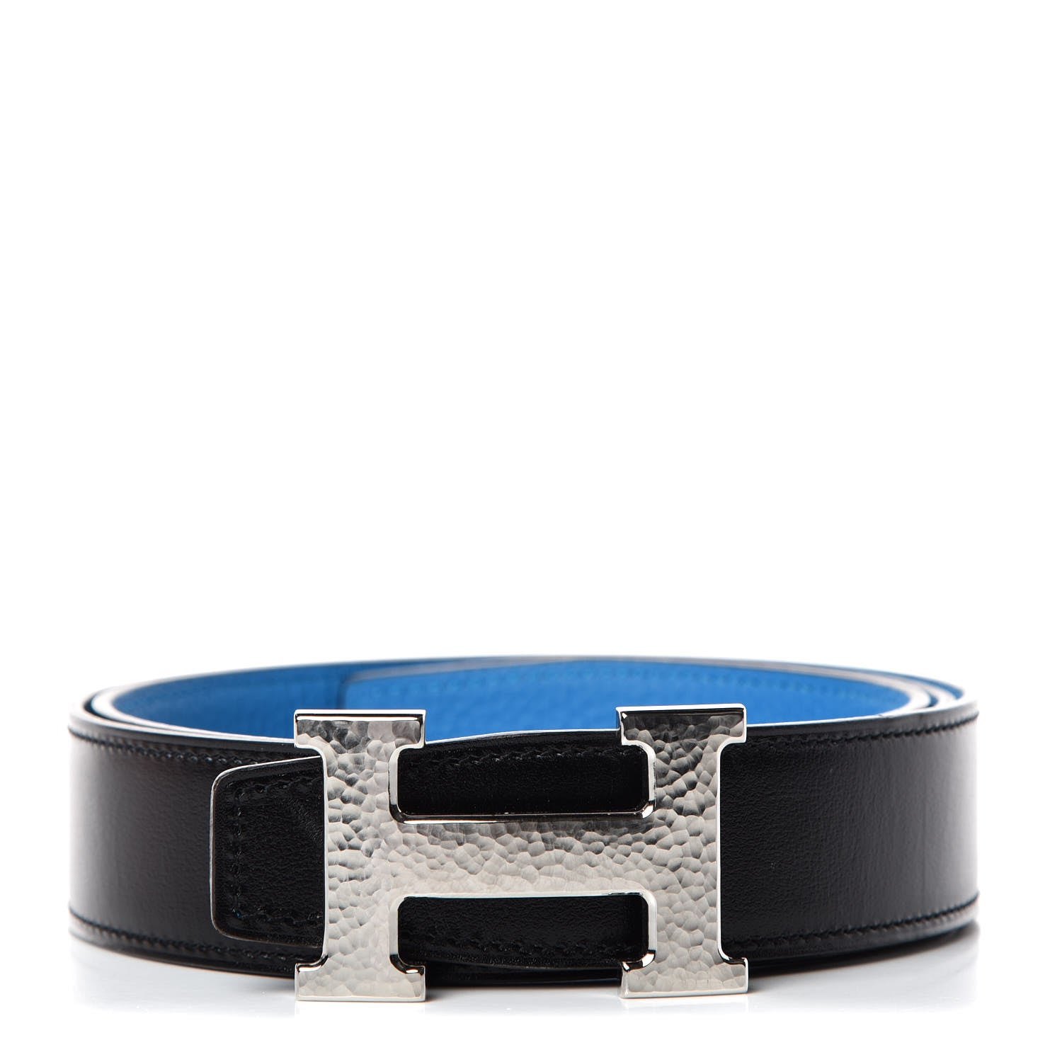 Hermes Box Togo 32mm Martelee H Belt 90 Black Bleu Zanzibar 7 of 10