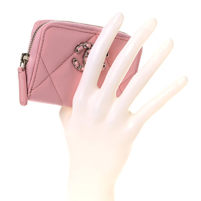 Chanel Lambskin Quilted Chanel 19 Zip Around Coin Purse Wallet Light Pink 2 of 7
