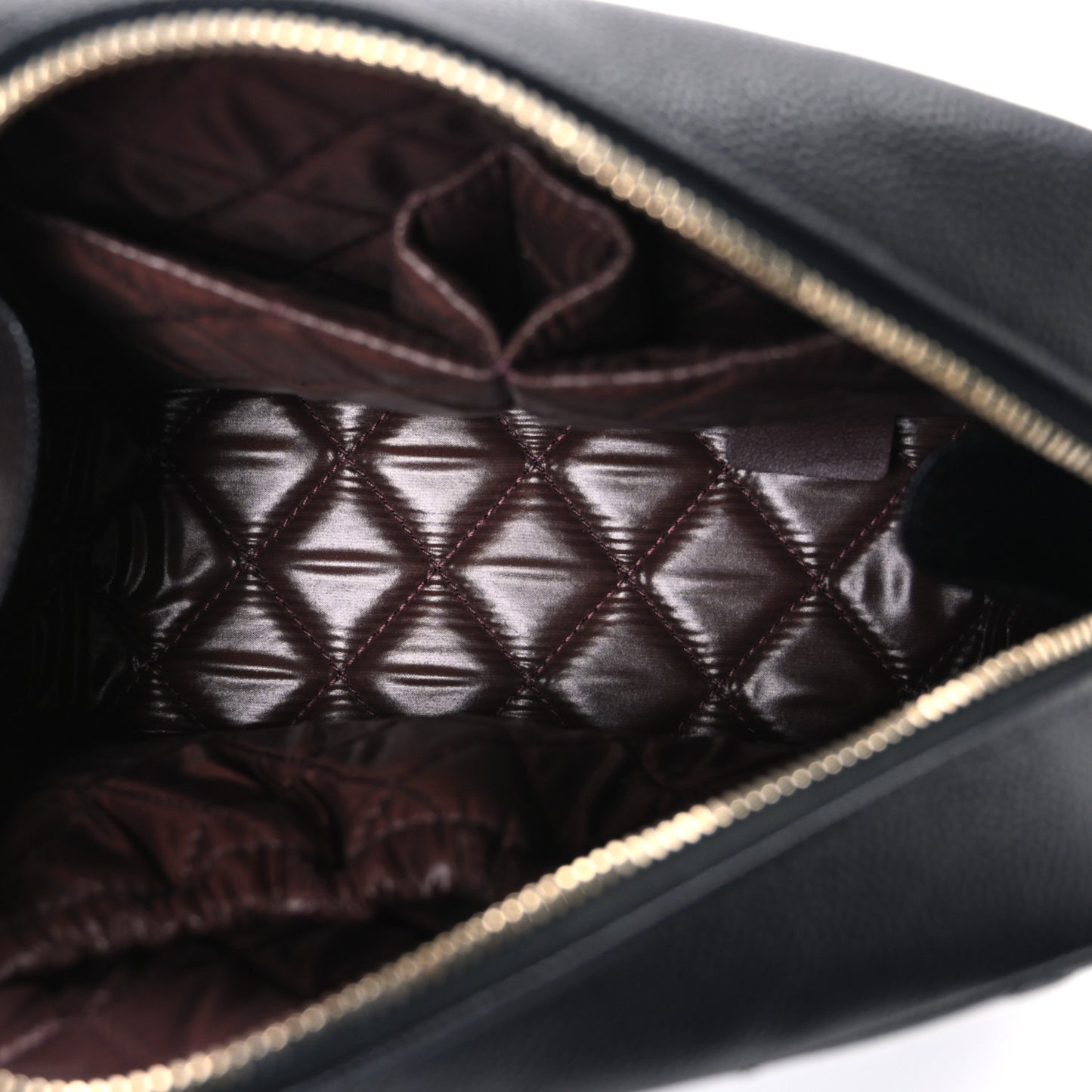 Caviar Quilted Medium Curvy Pouch Cosmetic Case Black