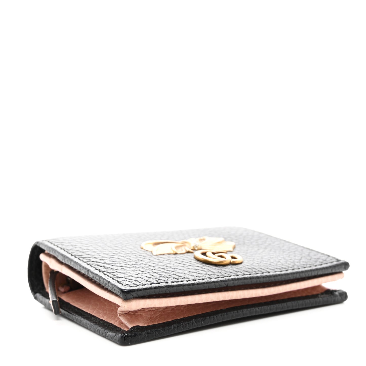 Calfskin GG Marmont Bow Card Case Black