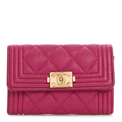 Chanel Caviar Quilted Boy Card Holder Wallet Fuchsia 1 of 8