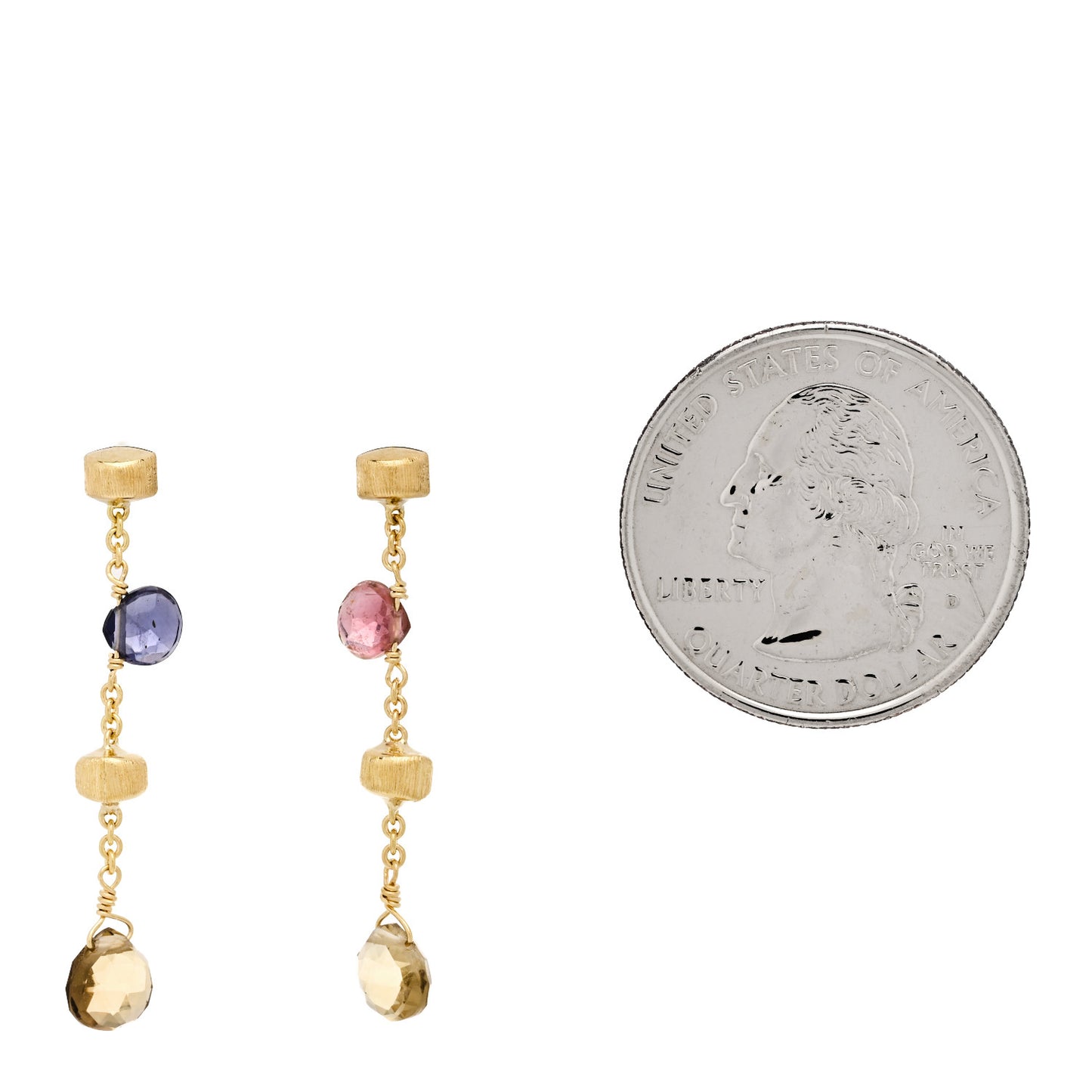 18K Yellow Gold Multi Gem Paradise Drop Earrings