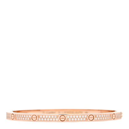 Cartier 18K Pink Gold Diamond Small LOVE Paved Bracelet 16 1 of 5