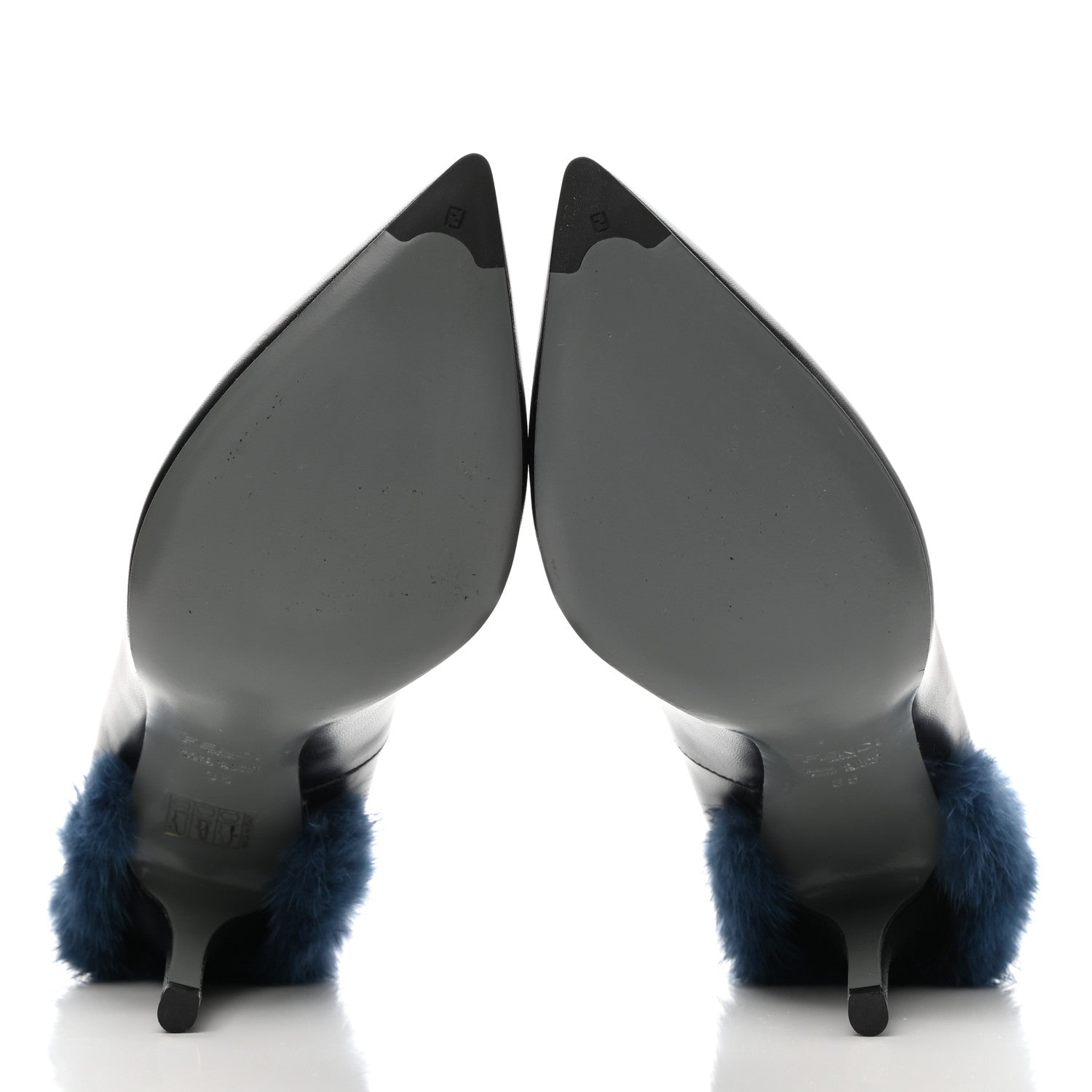 Fendi Calfskin Mink Fur Decollete Pumps 35 Black 5 of 8