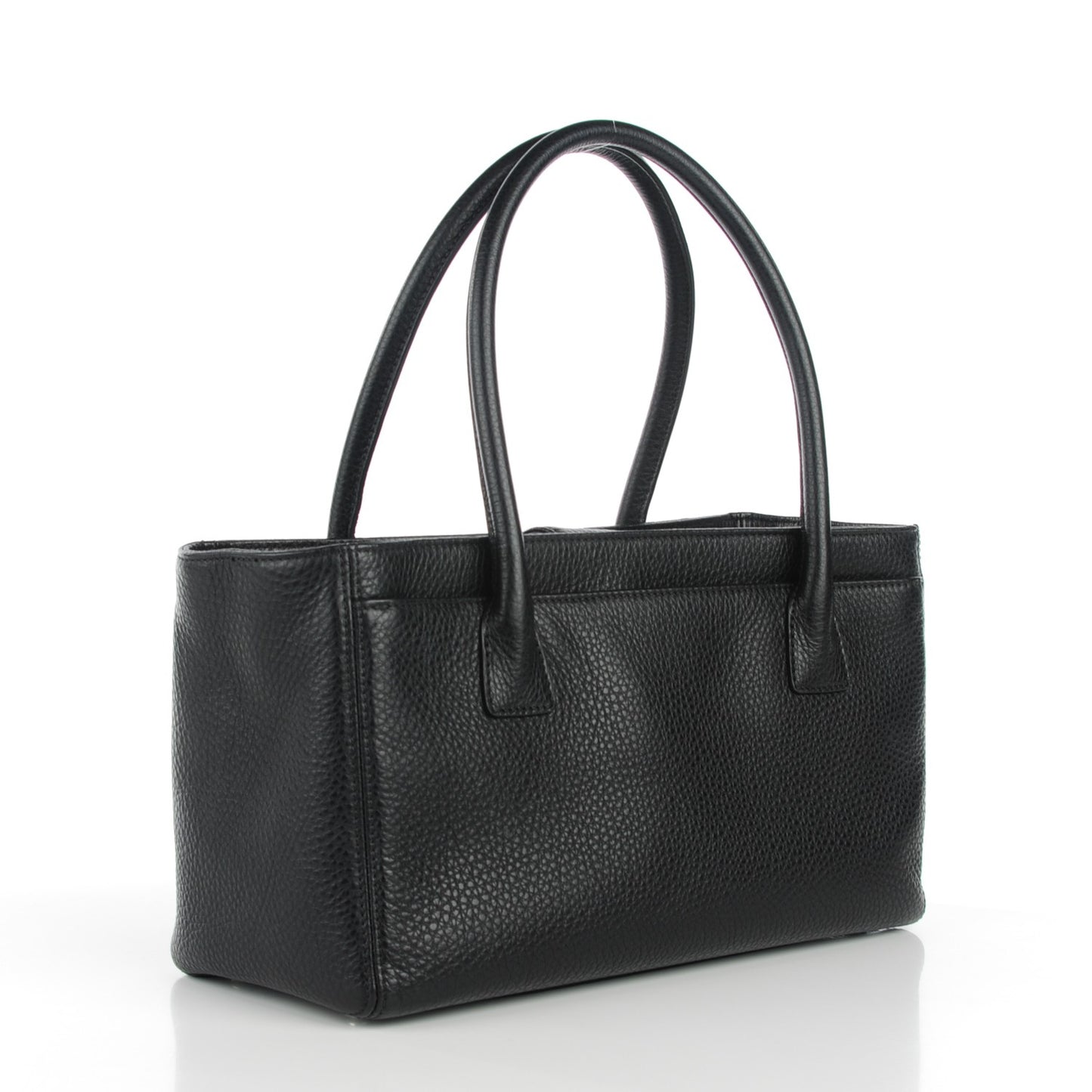 Calfskin Small Cerf Executive Shopper Tote Black