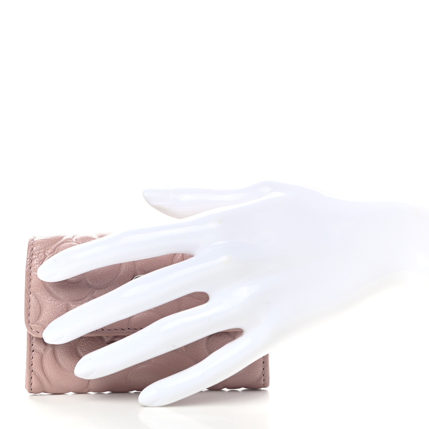 Chanel Goatskin Camellia Embossed Card Holder Wallet Light Pink 2 of 9