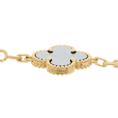 Van Cleef & Arpels 18K Yellow Gold Black Onyx 5 Motifs Vintage Alhambra Bracelet 4 of 5