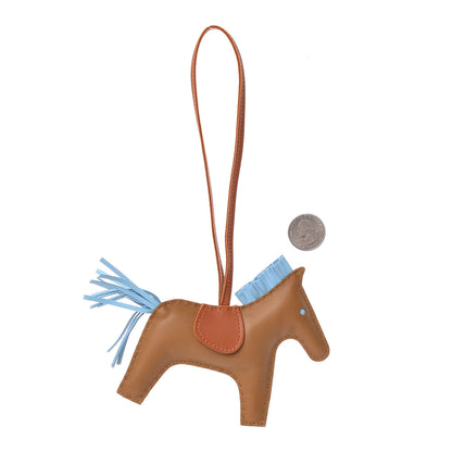 Hermes Milo Lambskin Grigri Rodeo Horse Bag Charm MM Kraft Celeste Pain D'Epice 2 of 5