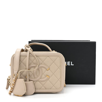 Chanel Caviar Quilted Small CC Filigree Vanity Case Beige 14 of 14