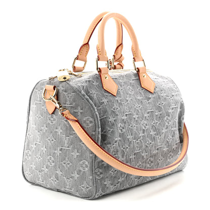 Louis Vuitton Monogram Denim Speedy Soft 30 Washed Gray 3 of 9