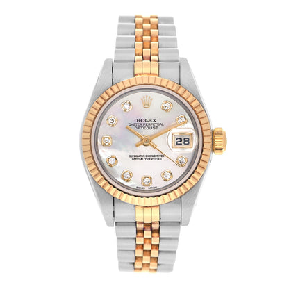 Rolex Stainless Steel 18K Yellow Gold Diamond Mother of Pearl 26mm Oyster Perpetual Datejust Watch 79173 1 of 4