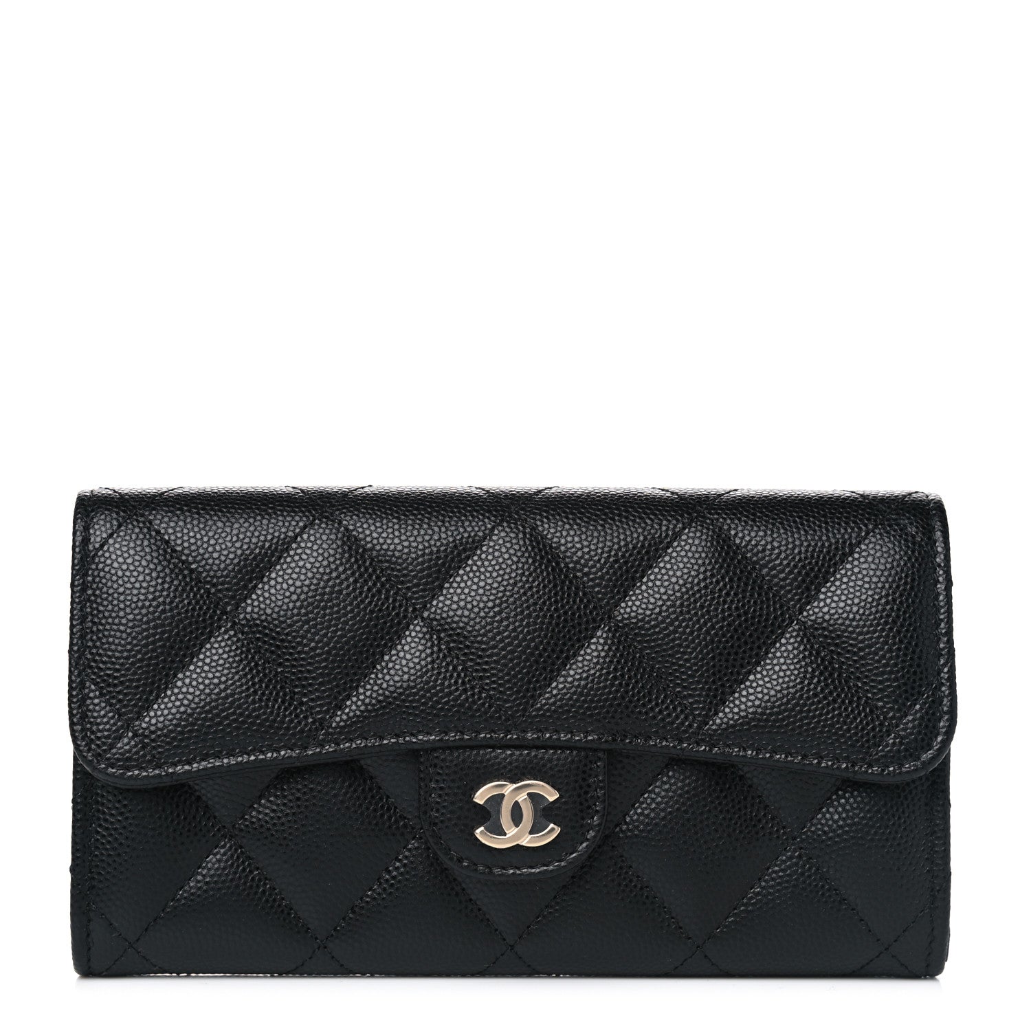 Chanel Caviar Quilted Medium Gusset Flap Wallet Black 1 of 4
