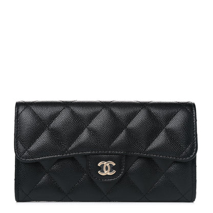 Chanel Caviar Quilted Medium Gusset Flap Wallet Black 1 of 4