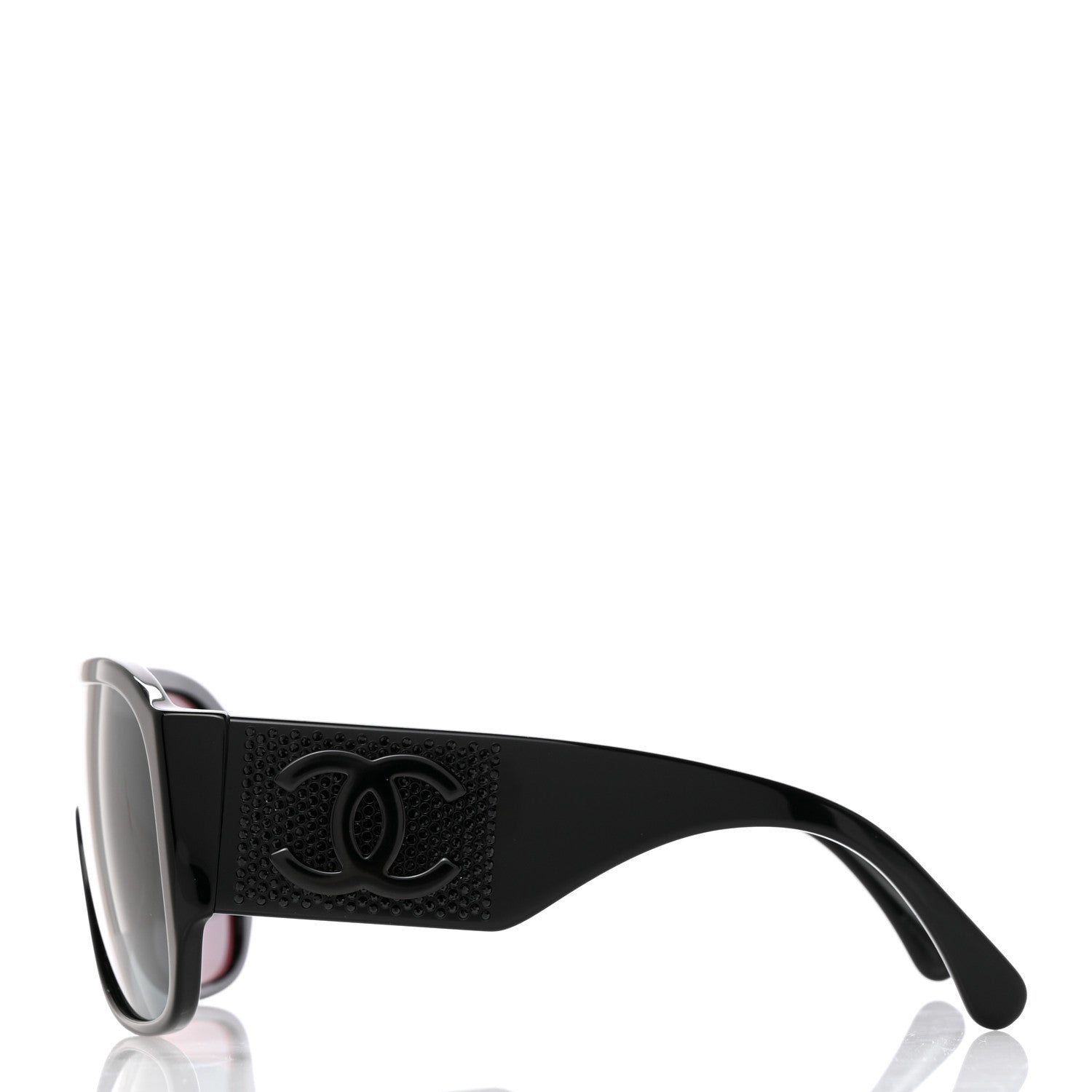 Chanel Acetate Crystal CC Shield Sunglasses 5466-B Black 3 of 8