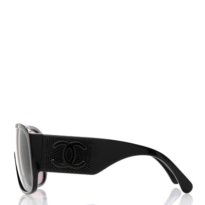 Chanel Acetate Crystal CC Shield Sunglasses 5466-B Black 3 of 8