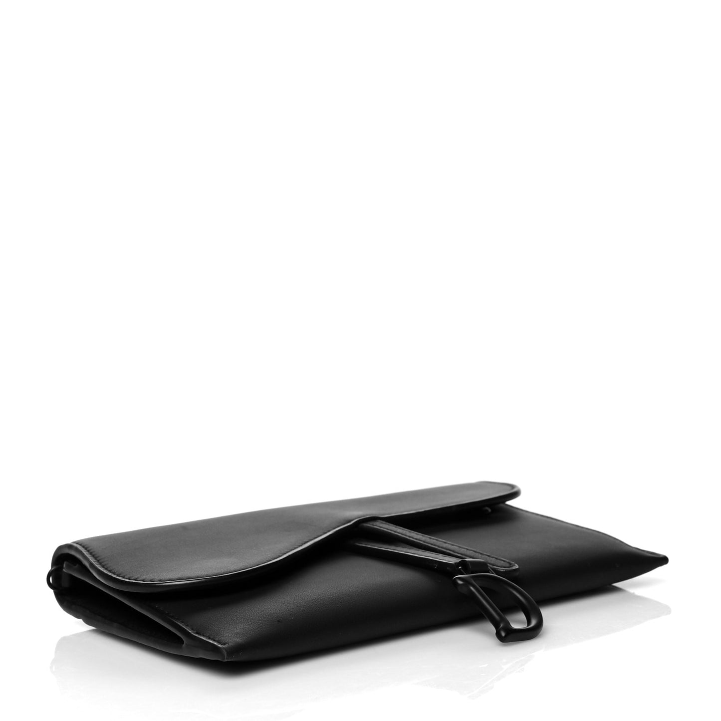 Ultra Matte Calfskin Saddle Chain Wallet Pouch Black