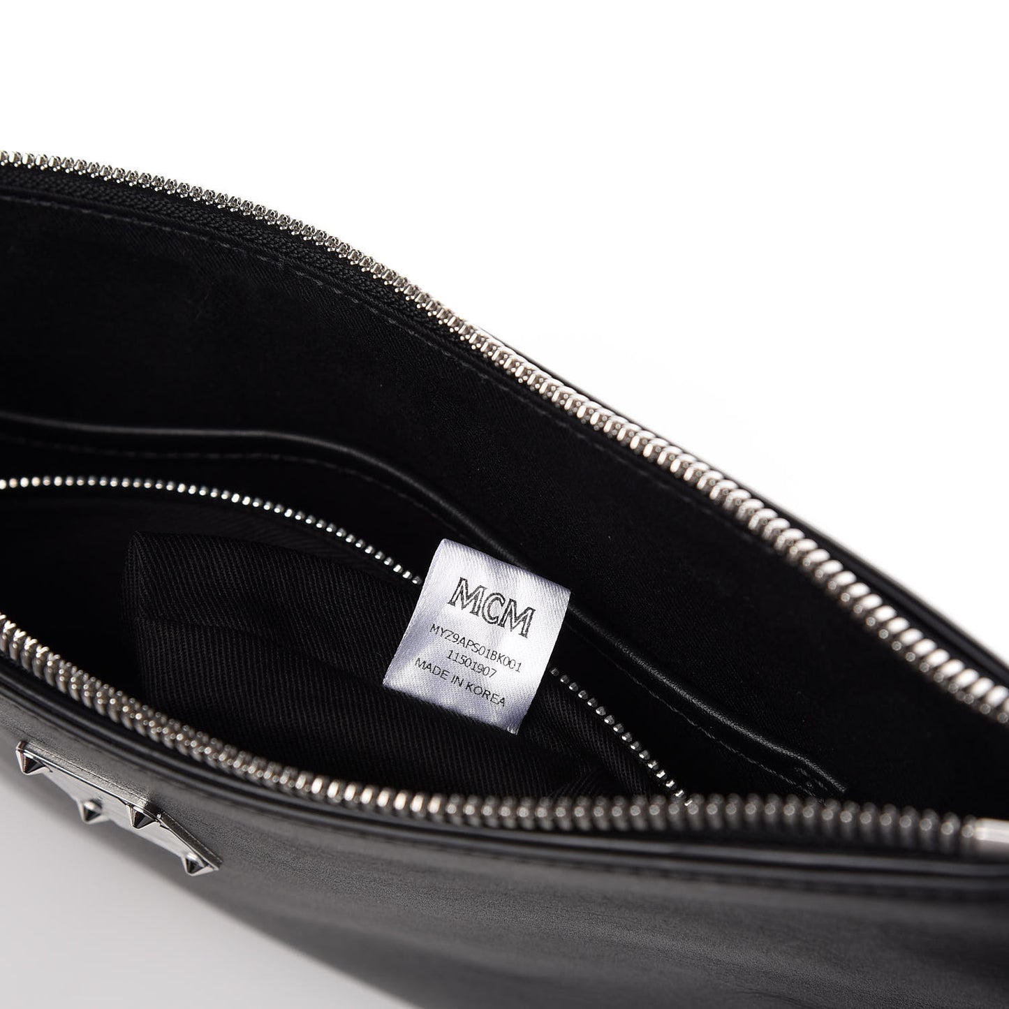 Calfskin Pop Rabbit Wristlet Zip Pouch Black