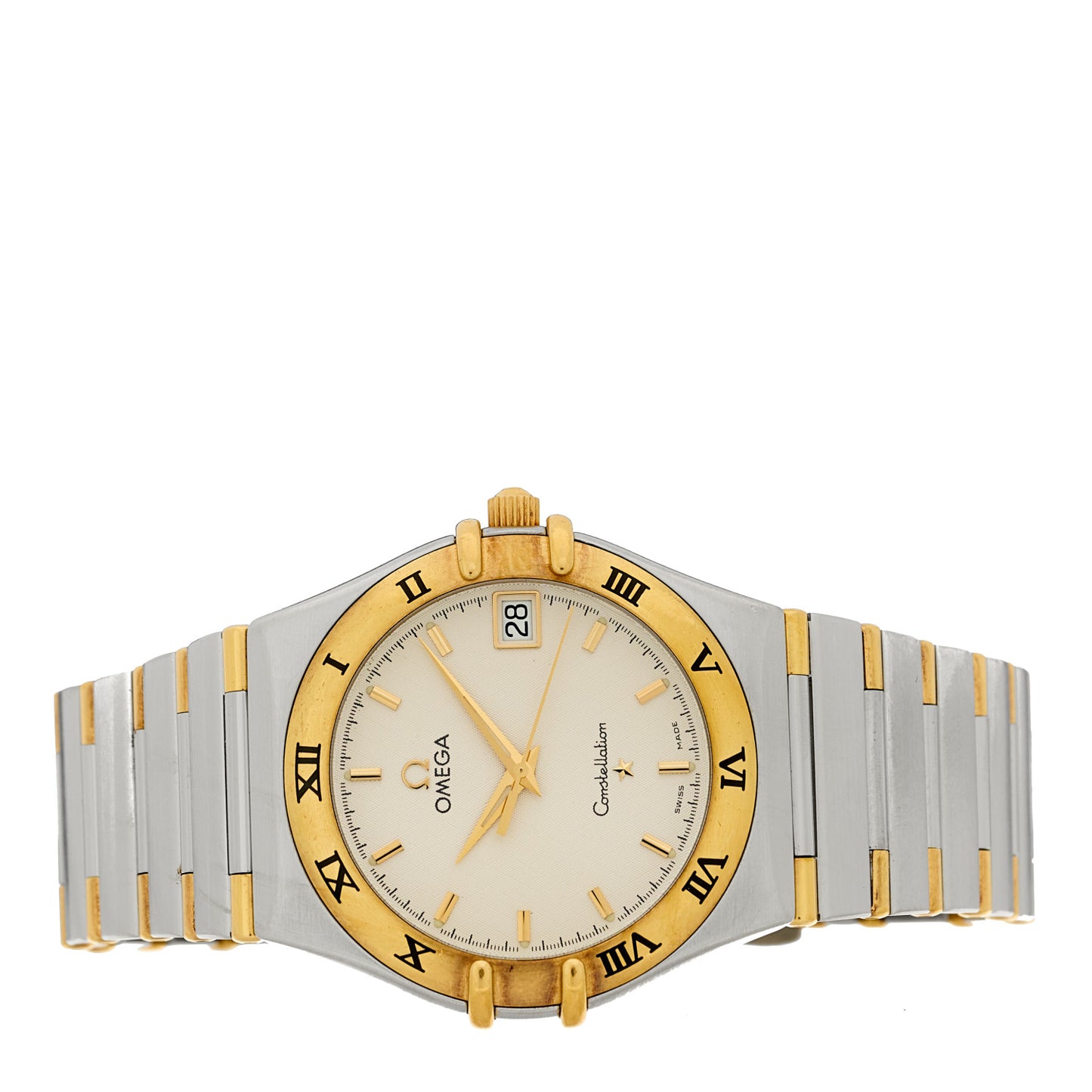 Stainless Steel 18K Yellow Gold 33mm Constellation Quartz Watch White 1212.30