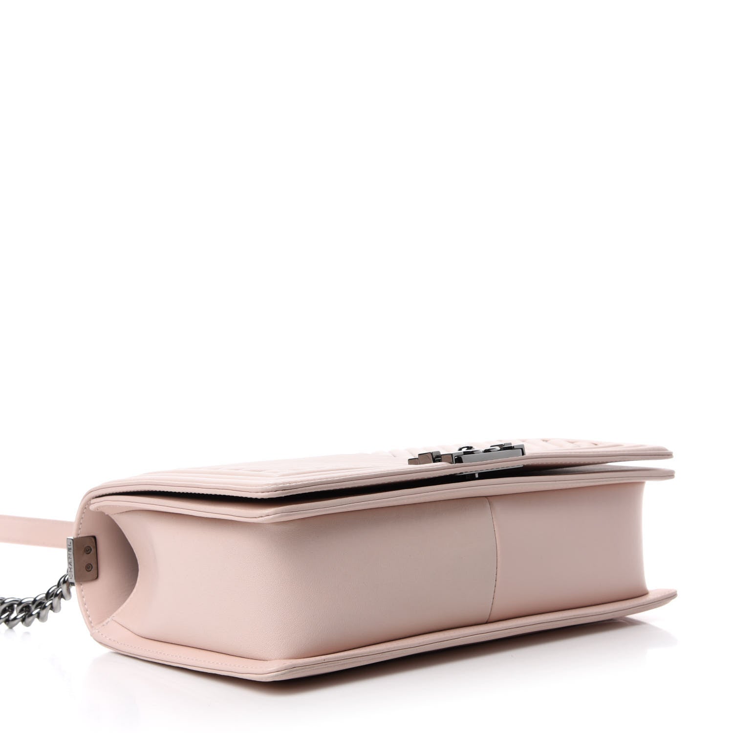 Chanel Calfskin Chevron Micro Chains Boy Flap Light Pink 4 of 10