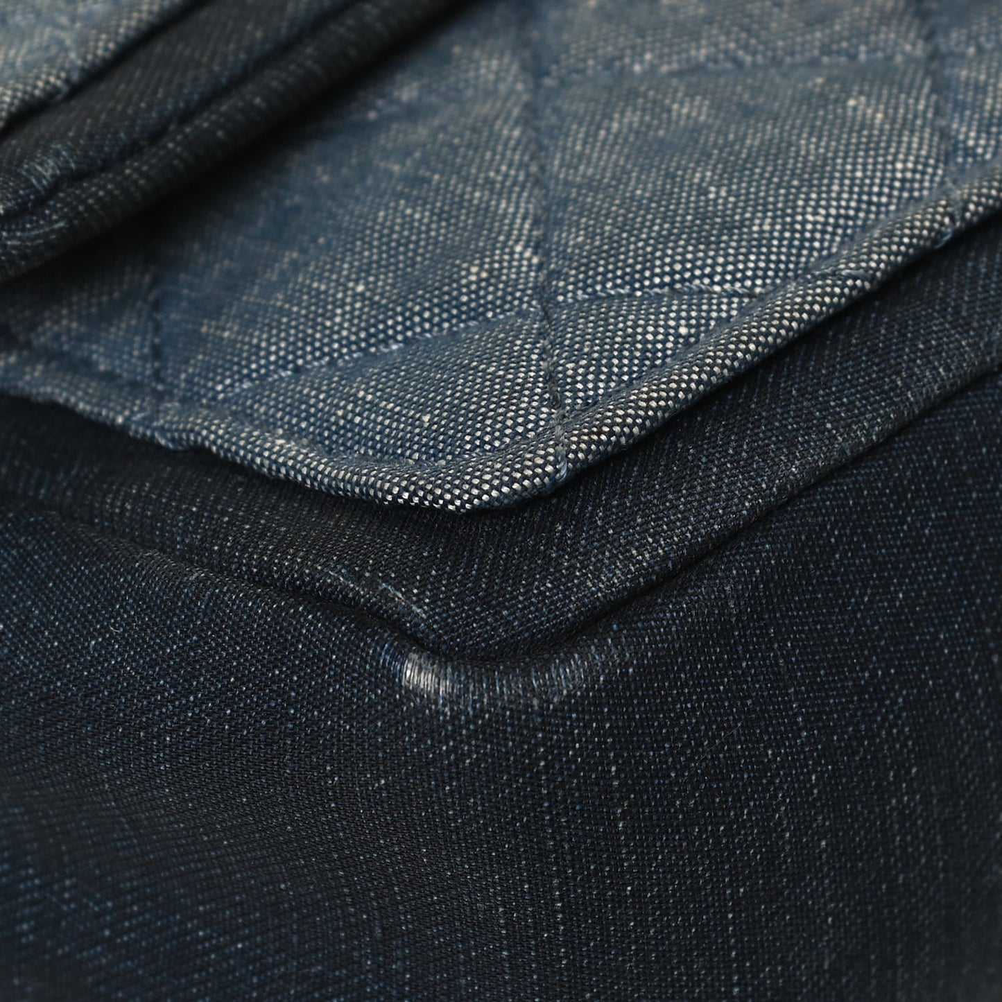Denim Quilted Small Medallion Flap Light Blue