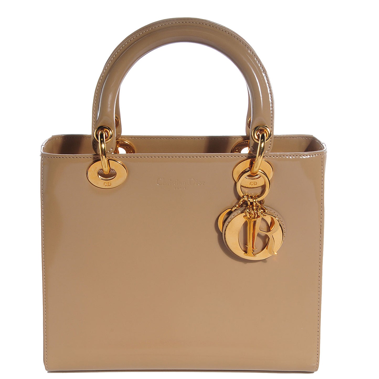 Vintage Patent Medium Lady Dior Beige