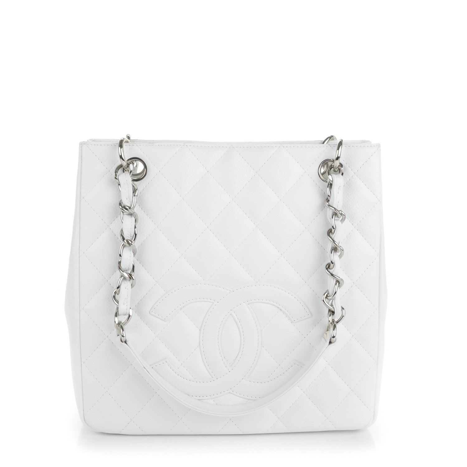 Chanel Caviar Quilted Petit Shopping Tote PST White 1 of 8