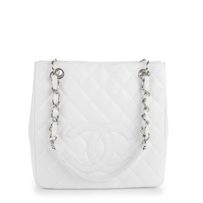 Chanel Caviar Quilted Petit Shopping Tote PST White 1 of 8
