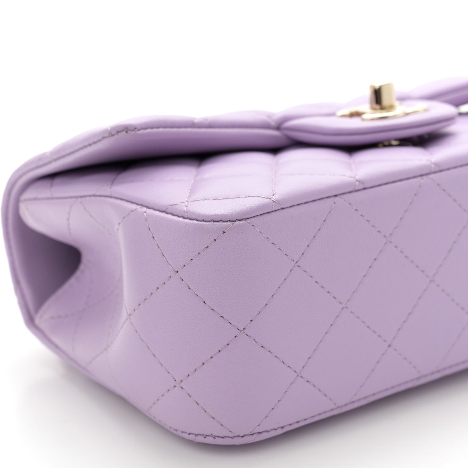 Chanel Lambskin Quilted Mini Top Handle Rectangular Flap Light Purple 9 of 11