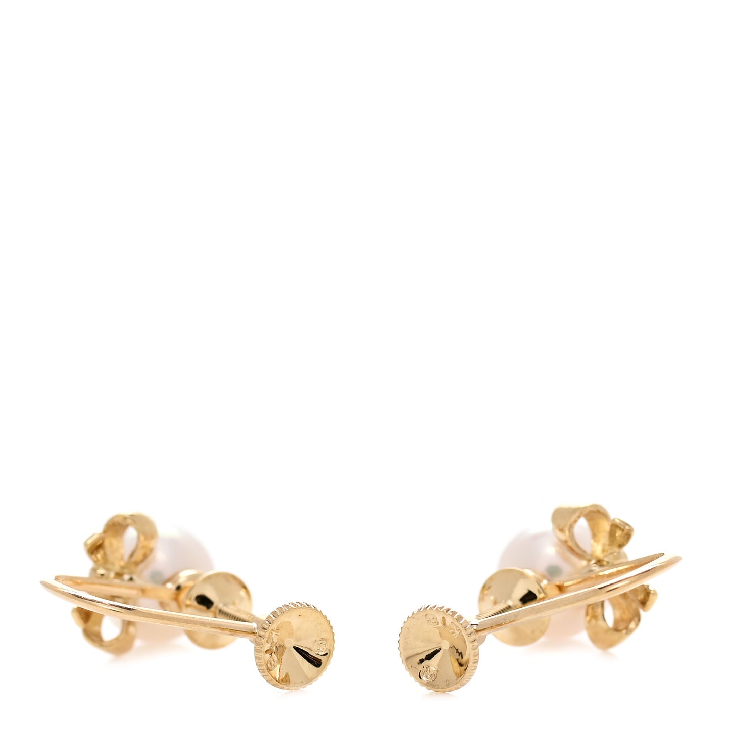 18K Yellow Gold Akoya Pearl 6-6.5mm Ribbon Screw-Back Earrings