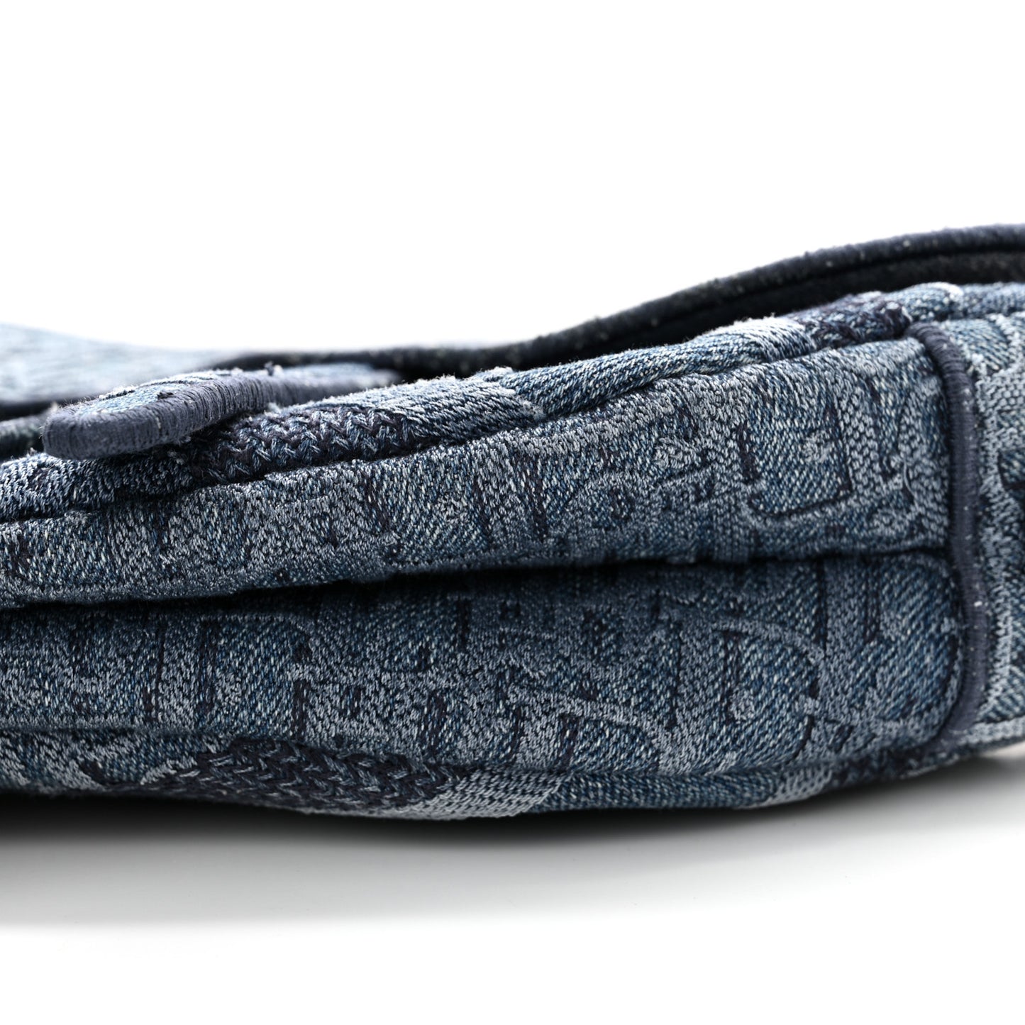 Oblique Embroidered Saddle Bag Denim Blue