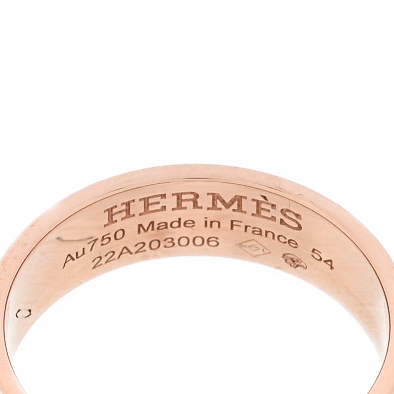 Hermes 18K Rose Gold Diamond PM H D'Ancre Ring 54 7 4 of 5