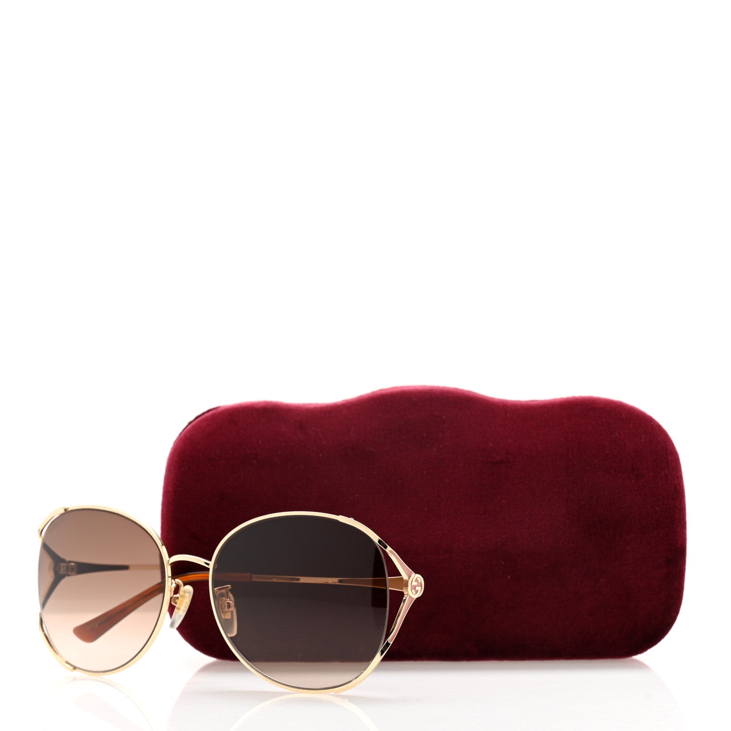 Gucci Metal Oversized Round Frame Sunglasses GG0650SK Gold 8 of 8