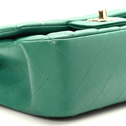 Chanel Lambskin Quilted Mini Rectangular Flap Dark Green 8 of 11