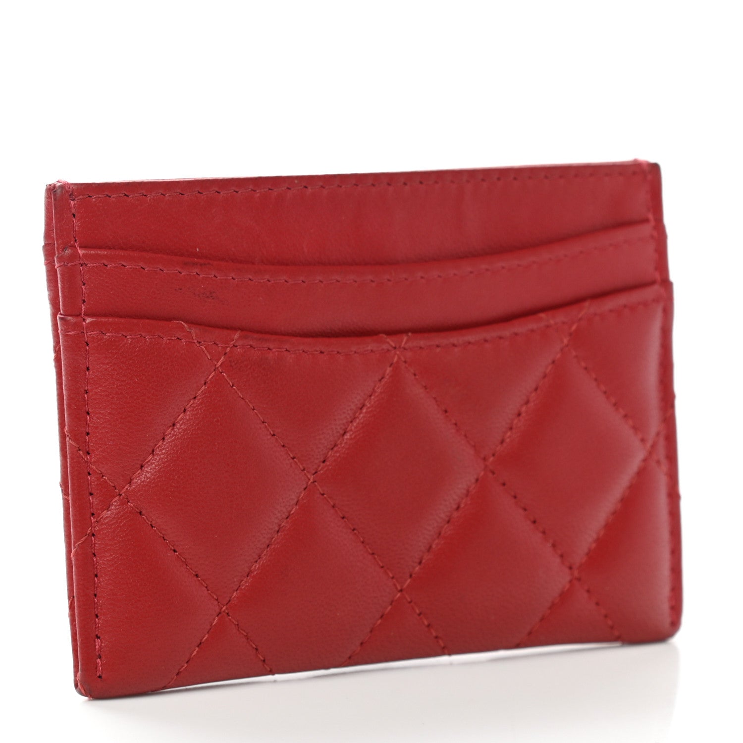 Chanel Lambskin Quilted Card Holder Red 3 of 8