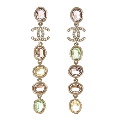 Chanel Metal Glass Crystal Strass Pearl CC Drop Earrings Gold Multicolor Pearly White 1 of 4