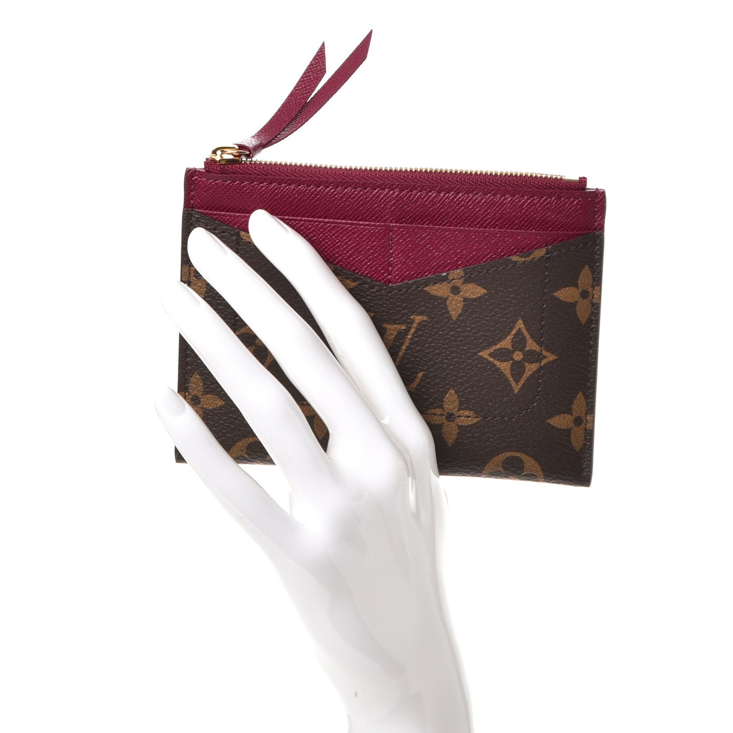 Monogram Zipped Card Holder Fuchsia