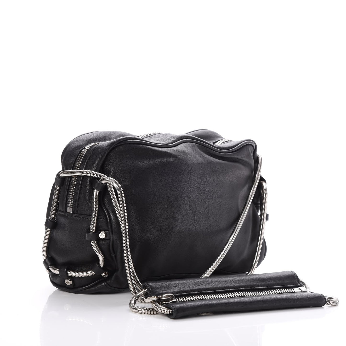 Washed Lambskin Brenda Chain Shoulder Bag Black