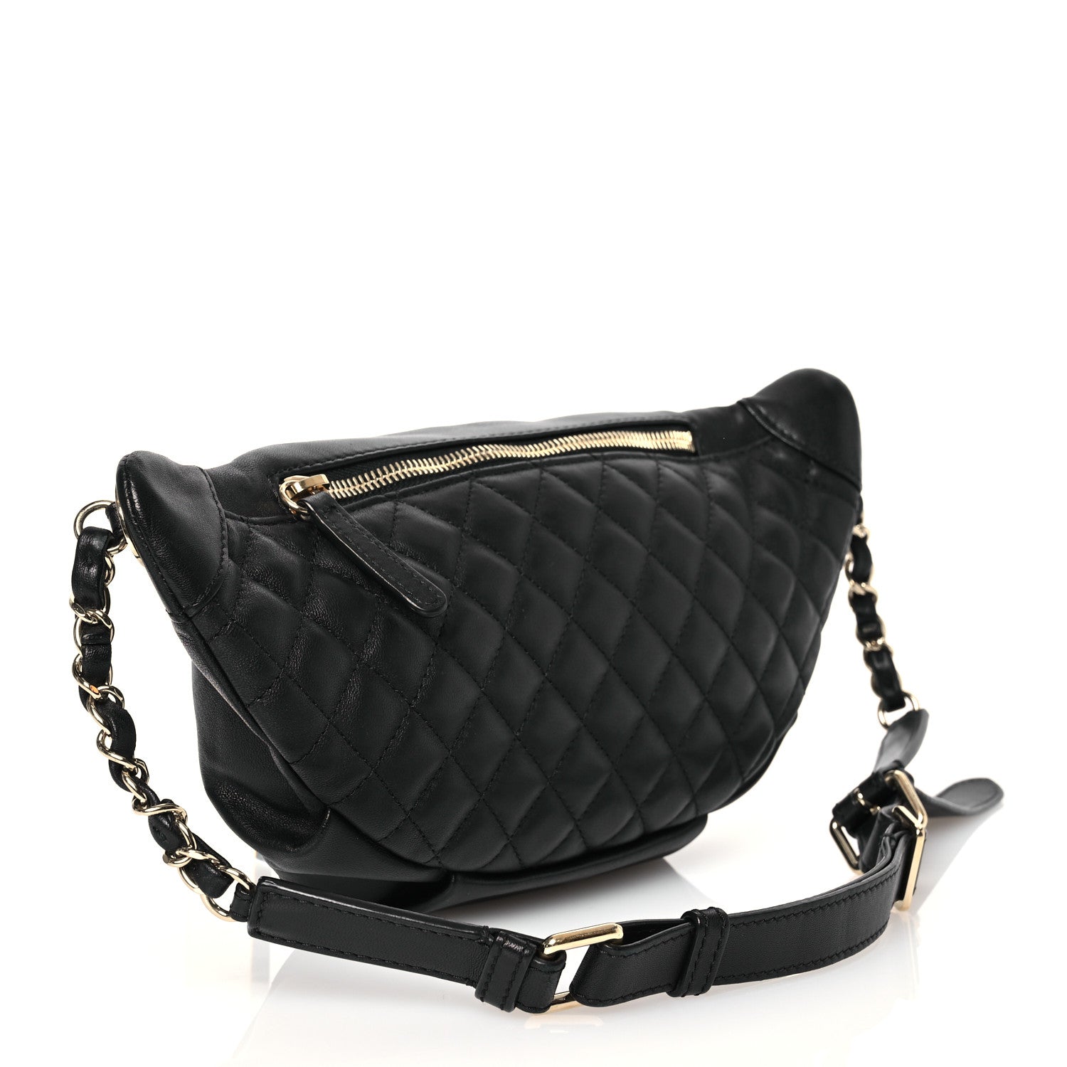 Chanel Lambskin Quilted Waist Bag Fanny Pack Black 3 of 13