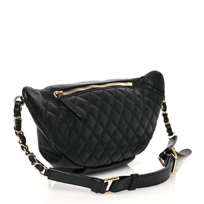 Chanel Lambskin Quilted Waist Bag Fanny Pack Black 3 of 13