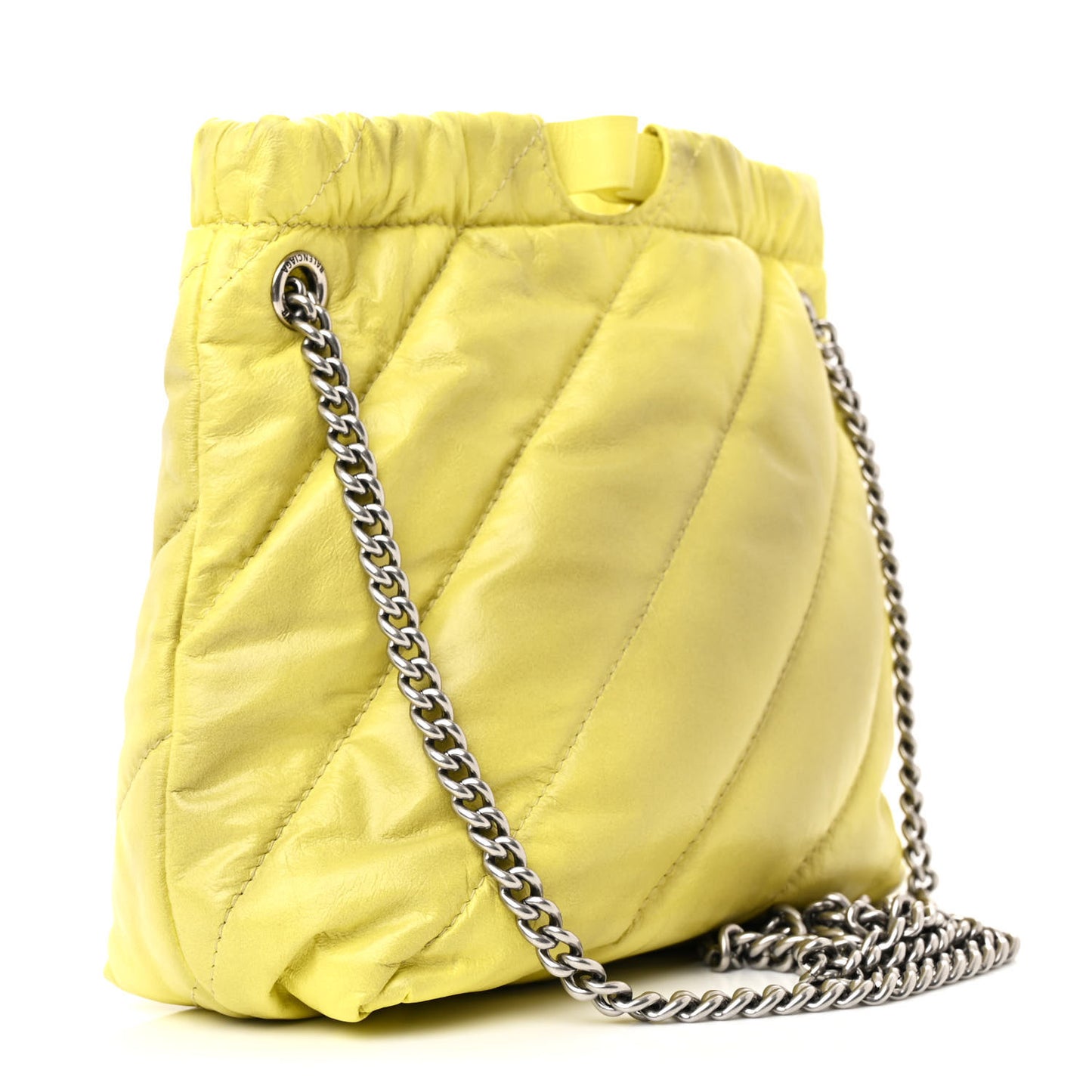 Crushed Calfskin Quilted Crush Small Tote Bag Citrus